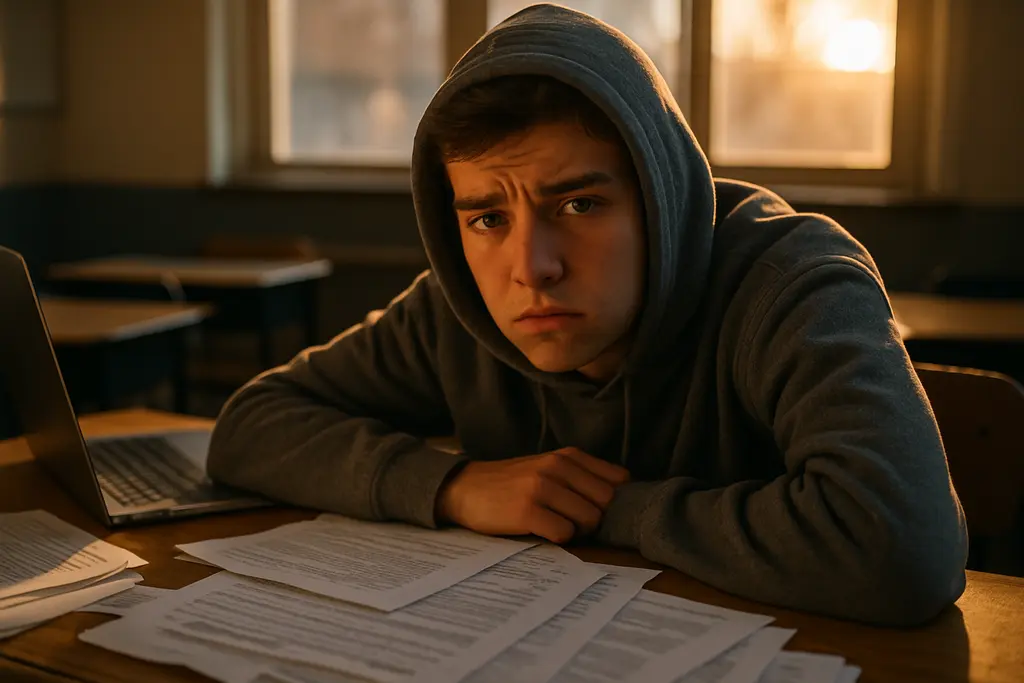 Burlington Student Welfare discussion with school survey forms on a desk