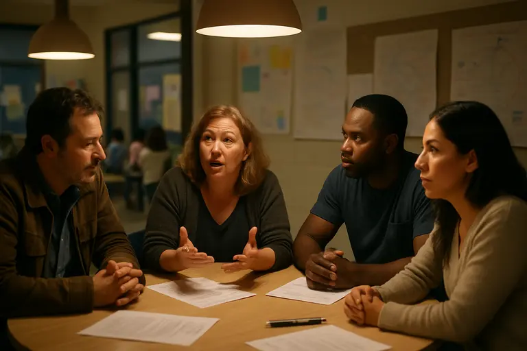 Parent advocate organizing documents before a school meeting