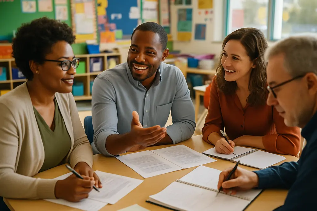 Parents and educators discuss federal education policies at a school board meeting