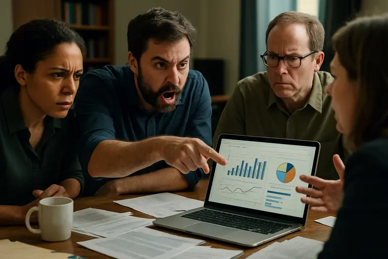 Education data charts spread across a conference table