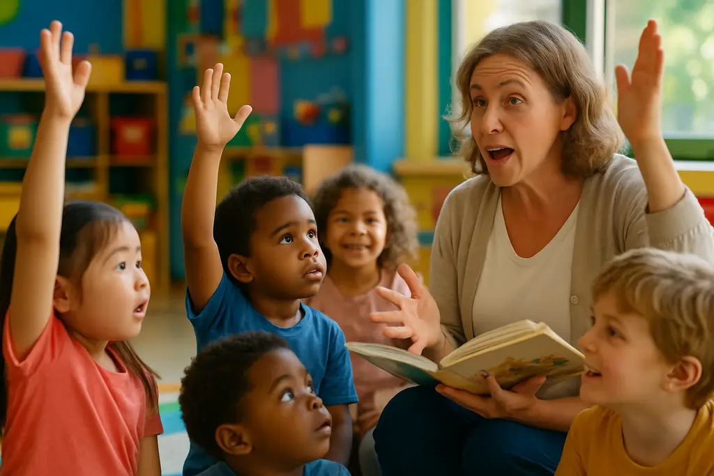 English-only Head Start classroom with preschool materials and bilingual family resources