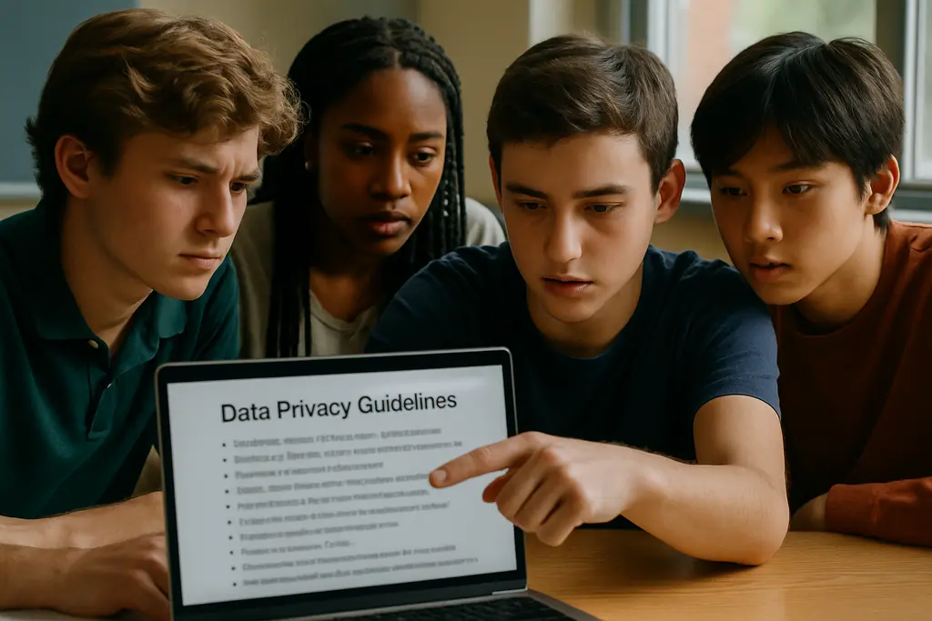 student data privacy meeting with educators reviewing school AI tools
